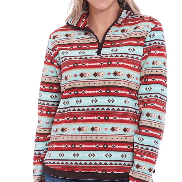 Cavenders Tribal Print Fleece Pullover 